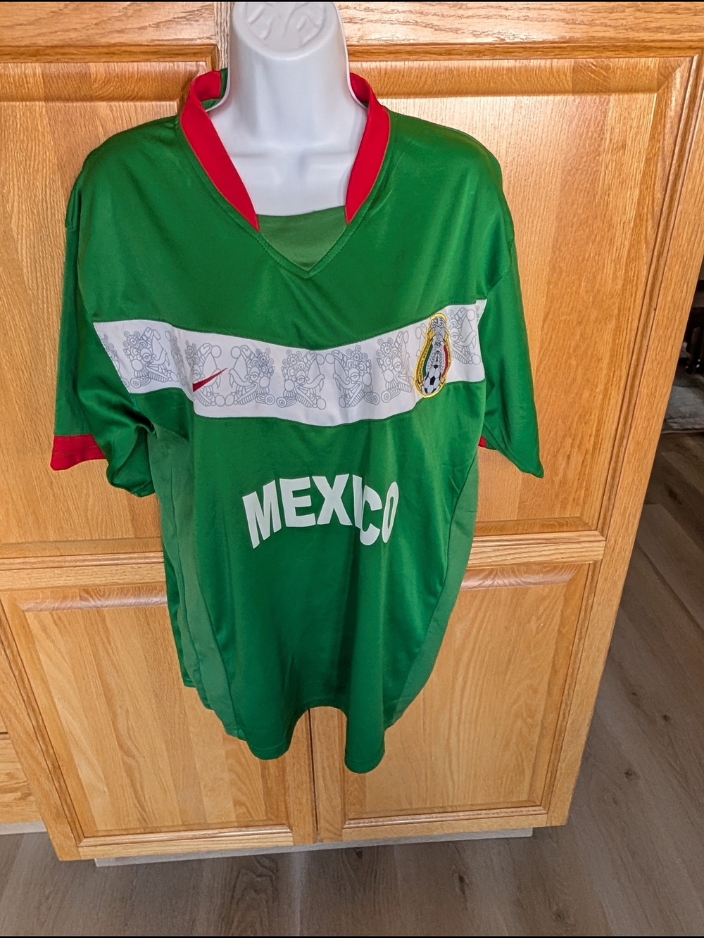 Nike Green and Red Mexico Men's Soccer Jersey